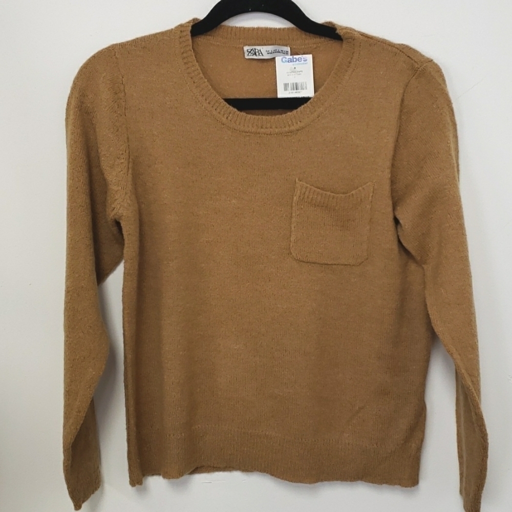 Zara Sweater Light Brown Acrylic/Poly/Wool Blend 36 L Hip Length NWT New